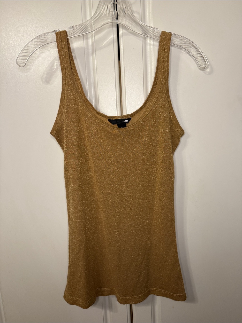 H&M Gold Metallic Shimmer Tank Top | Sleeveless Knit | Size Small